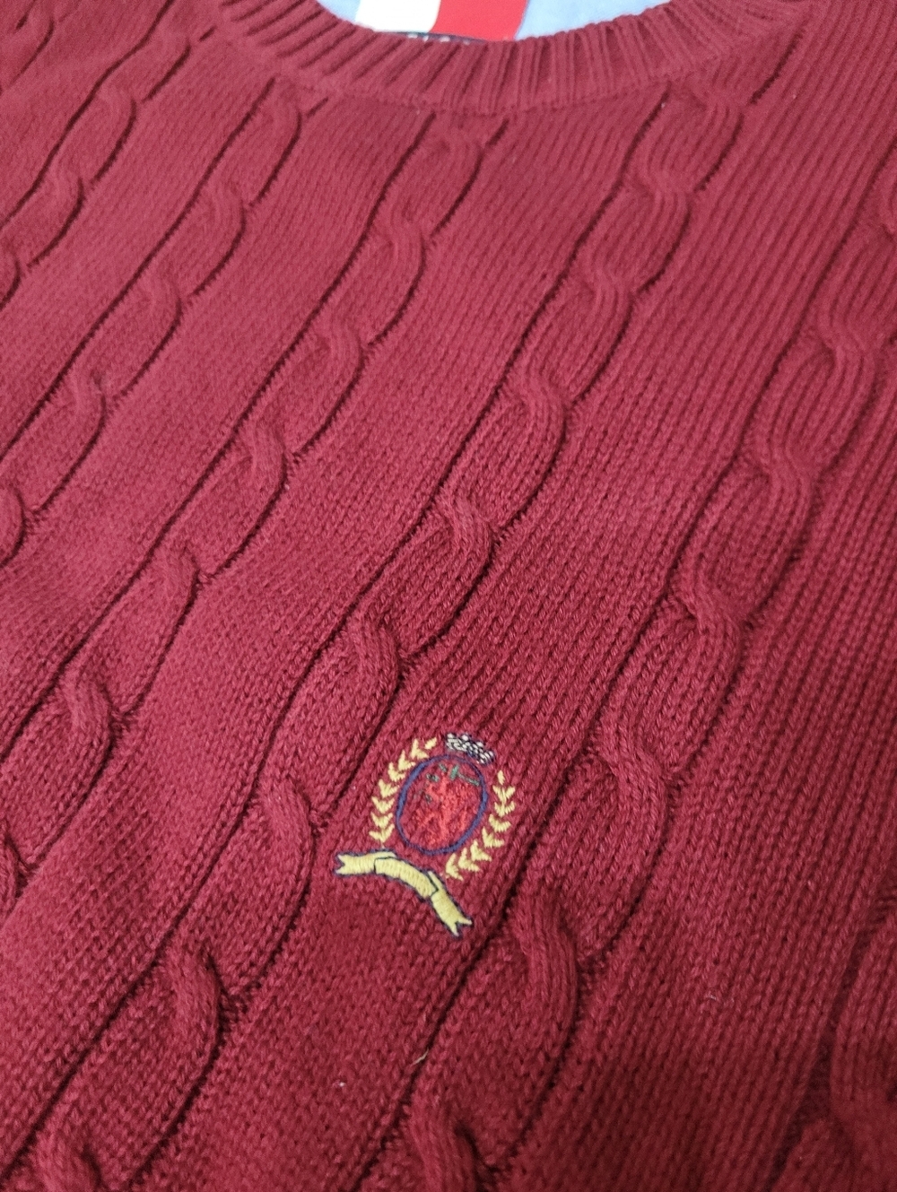 Vintage Tommy Hilfiger Burgundy Red Sweater Top Size: M - Picture 6 of 8